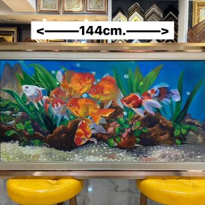 ภาพวาดสีน้ำมัน ฝูงปลาทองมงคล